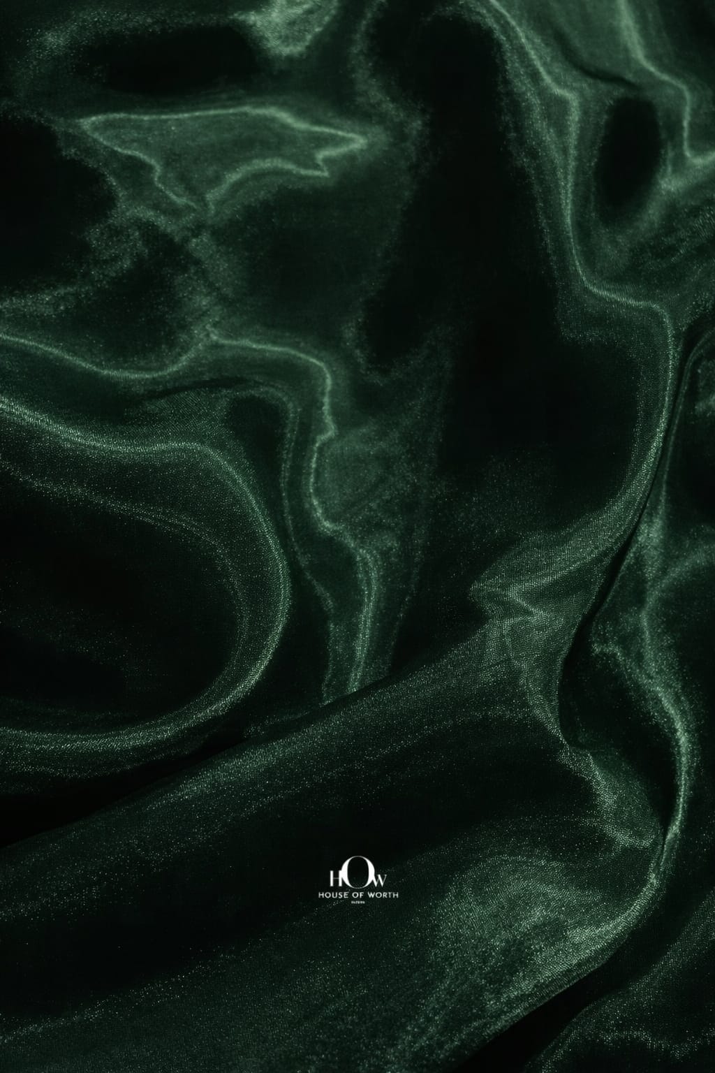 Bottle green imported glass organza fabric with deep elegant sheen