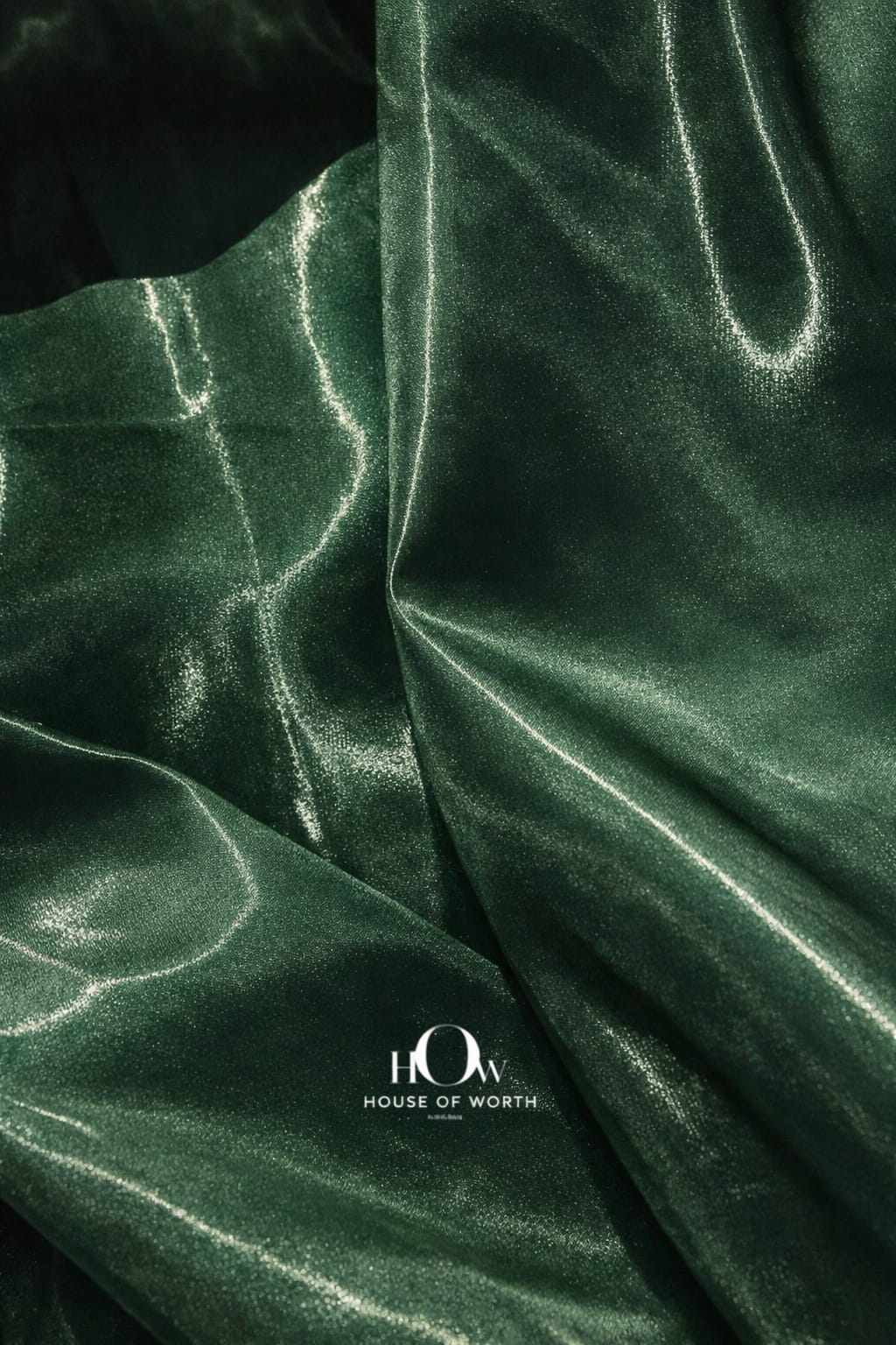 Dark bottle green imported liquid satin fabric with glossy finish