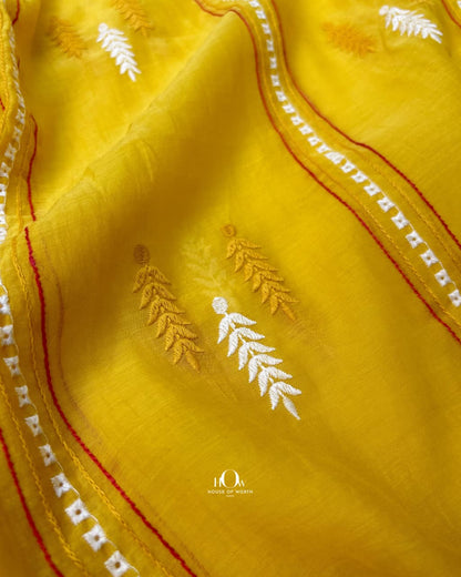 Haldi Mustard Yellow mul chanderi fabric for dupattas and tailoring