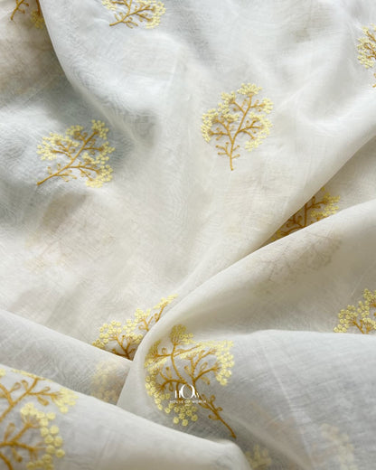 Pure Mul Chanderi fabric for kurtas, suits and festive dresses in yellow and mustard
