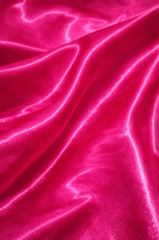 Fuchsia pink imported liquid satin fabric with high gloss finish