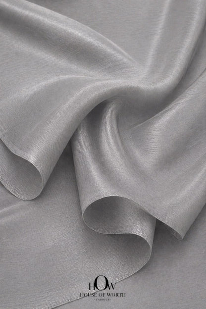 grey banarasi tissue fabric subtle metallic finish