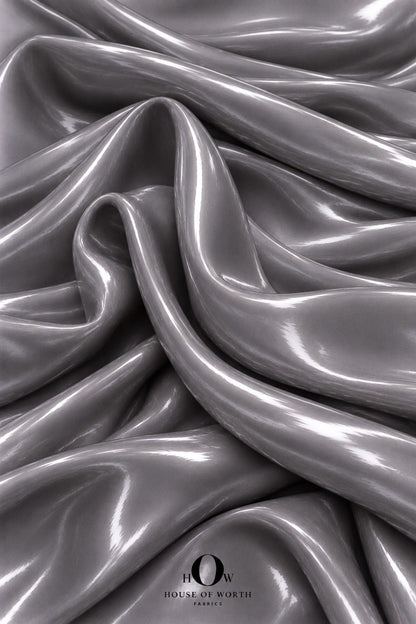 Grey liquid organza fabric for dresses and designer gowns