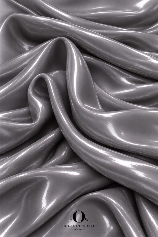 Grey liquid organza fabric for dresses and designer gowns