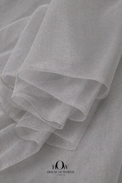 lightweight grey banarasi tissue fabric elegant drape