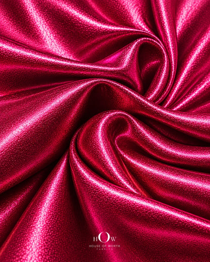 Hot pink polyester-spandex metallic Disco Lycra fabric texture, 60 inches wide