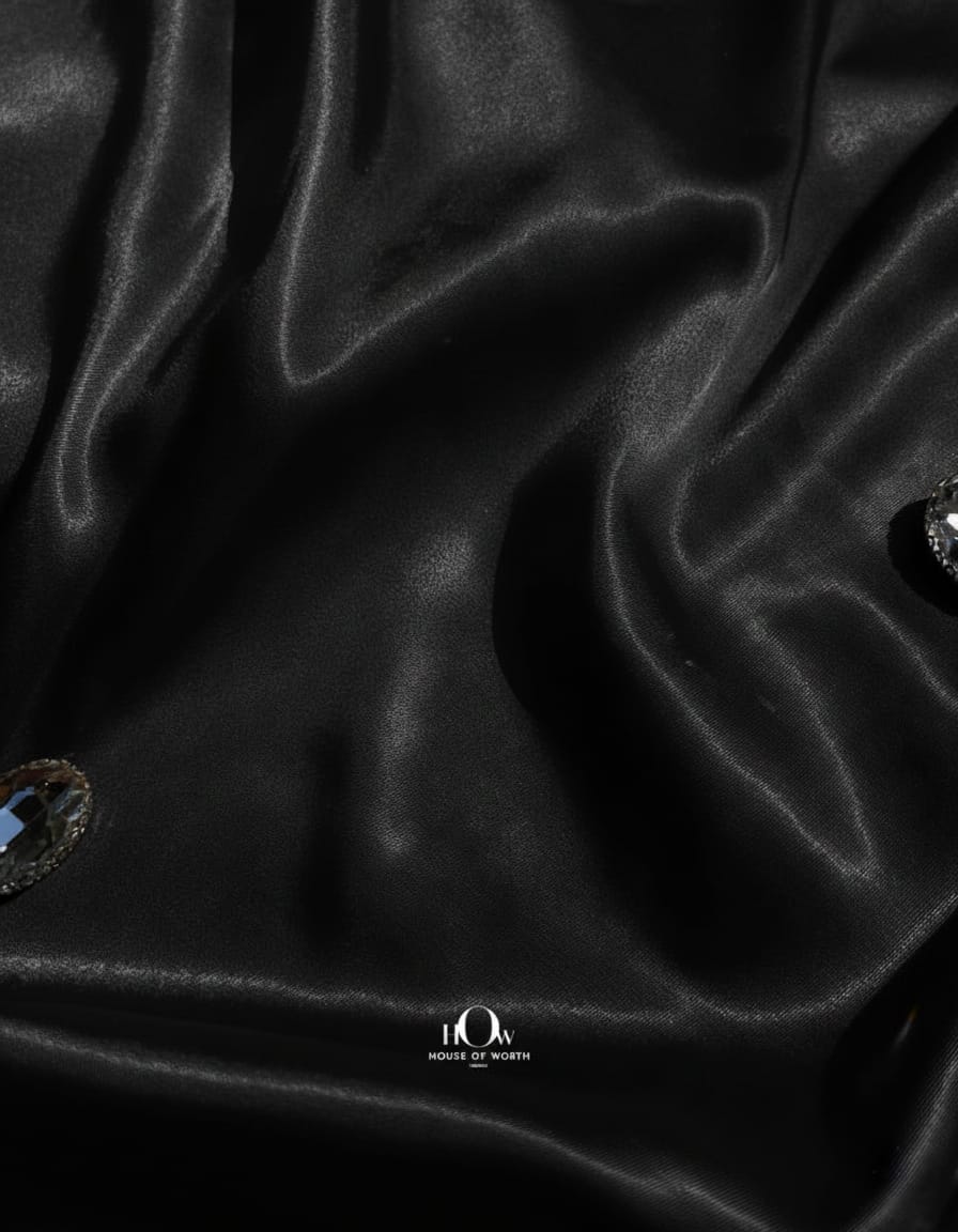 imported milano satin fabric in black colour.