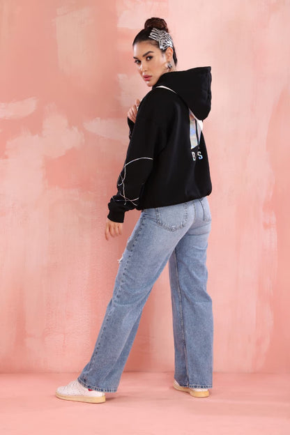 Ladies black BTS army hoodie graphic print pullover women kpop fan merch