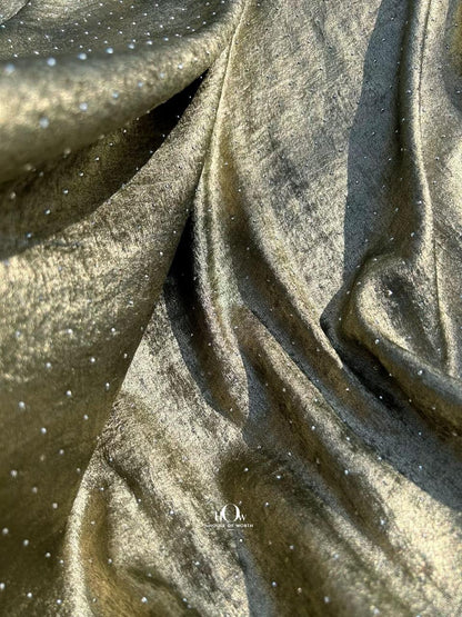 Imported big-width rhinestone fabric for evening gowns and ethnic kurtas – wholesale available.