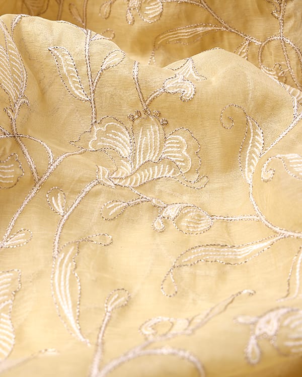lightweight mul chanderi cloth with gota finish embroidery for boutique dress material