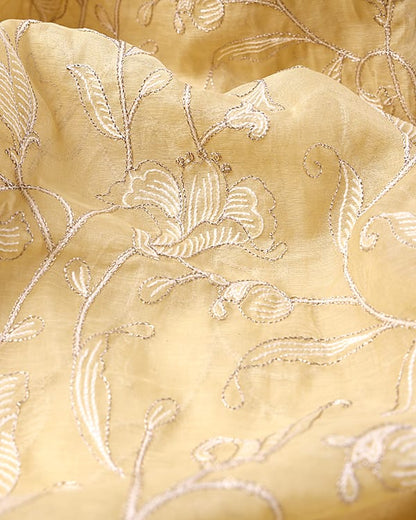 lightweight mul chanderi cloth with gota finish embroidery for boutique dress material