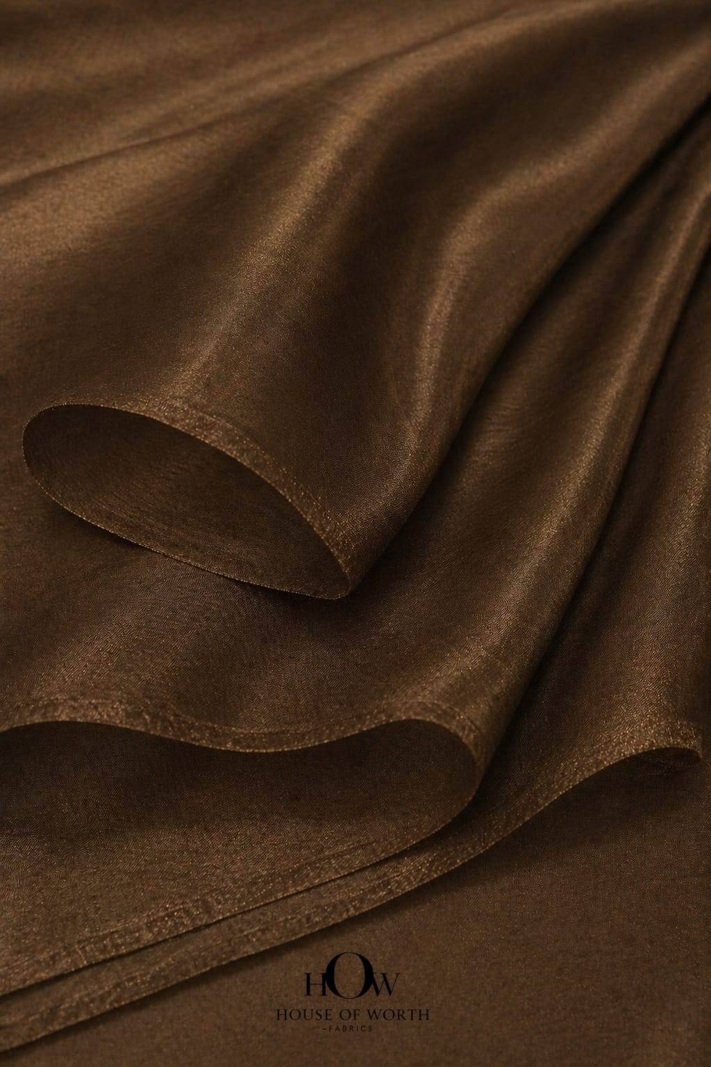 soft brown banarasi tissue fabric with metallic shine