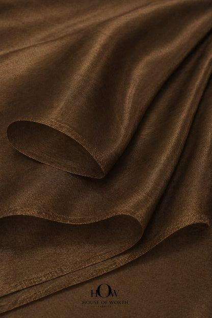 soft brown banarasi tissue fabric with metallic shine
