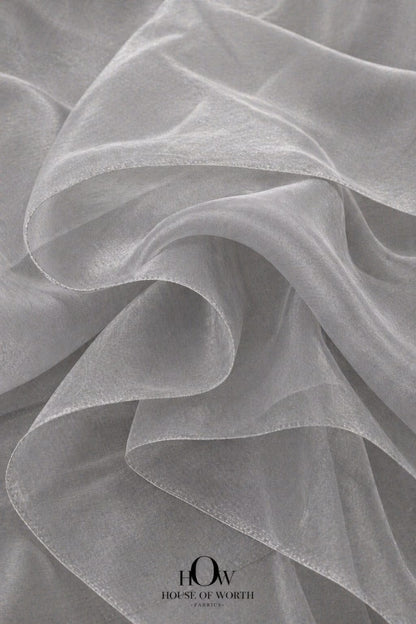 soft grey banarasi tissue fabric for designer wear