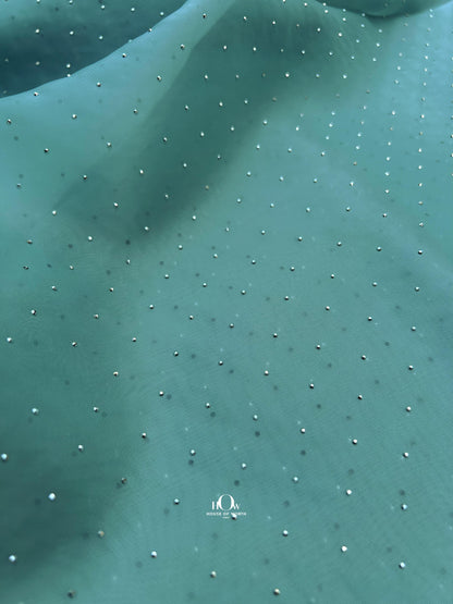 Luxurious organza  fabric for partywear dresses in Delhi, premium imported textile.