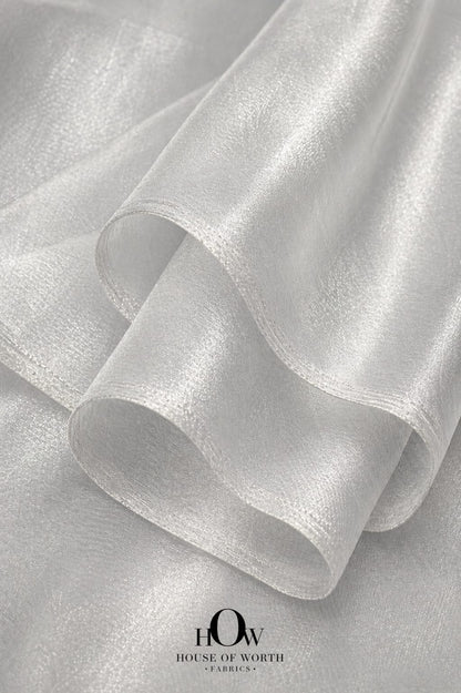 elegant silver white banarasi tissue fabric sheer finish