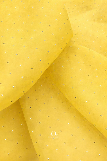 High-quality imported yellow organza fabric for festive suits and gowns
