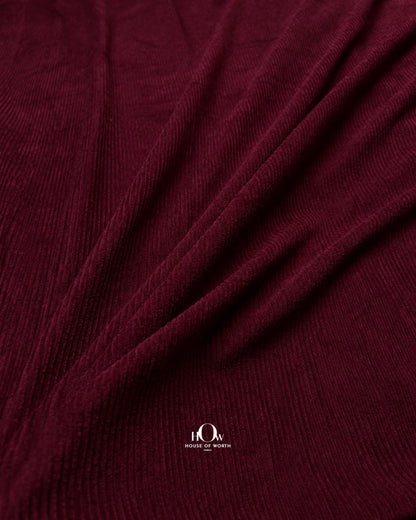 Premium maroon corduroy fabric for overshirts, shackets and winter layering