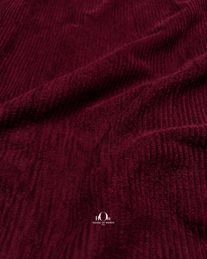 Maroon imported corduroy fabric for tailored jackets, winter coats and designer blazers