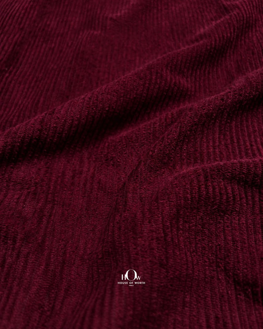 Maroon imported corduroy fabric for tailored jackets, winter coats and designer blazers