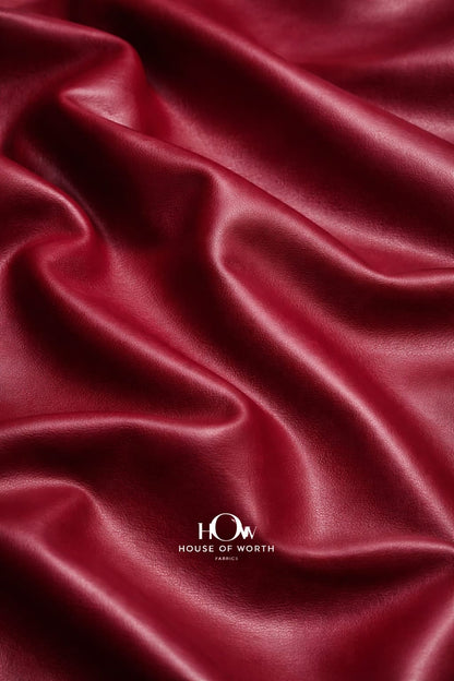 Maroon leather fabric for bags, durable finish for luxe accessories and export houses