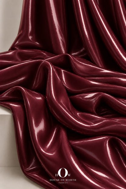 Maroon liquid organza fabric for dresses and designer gowns