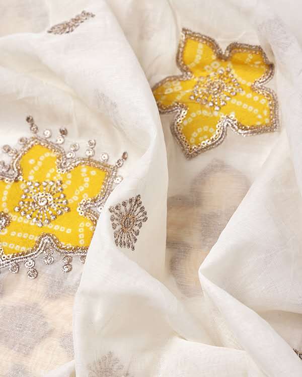 Lightweight Mul Chanderi cloth with gota finish embroidery for ethnic kurtas and dresses