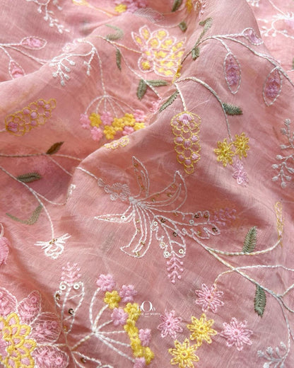 mul chanderi embroidery fabric 