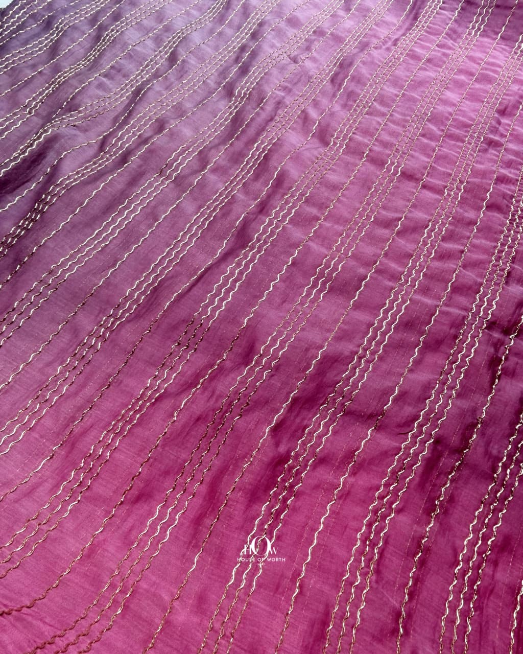 Luxurious purple magenta ombre mul chanderi fabric for sarees