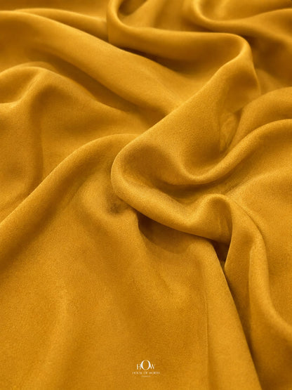 Premium Mustard Crepe Fabric India for designer garments