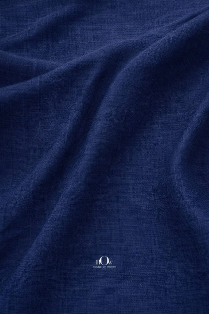 Breathable cotton linen fabric navy blue for summer tailoring and boutiques in India