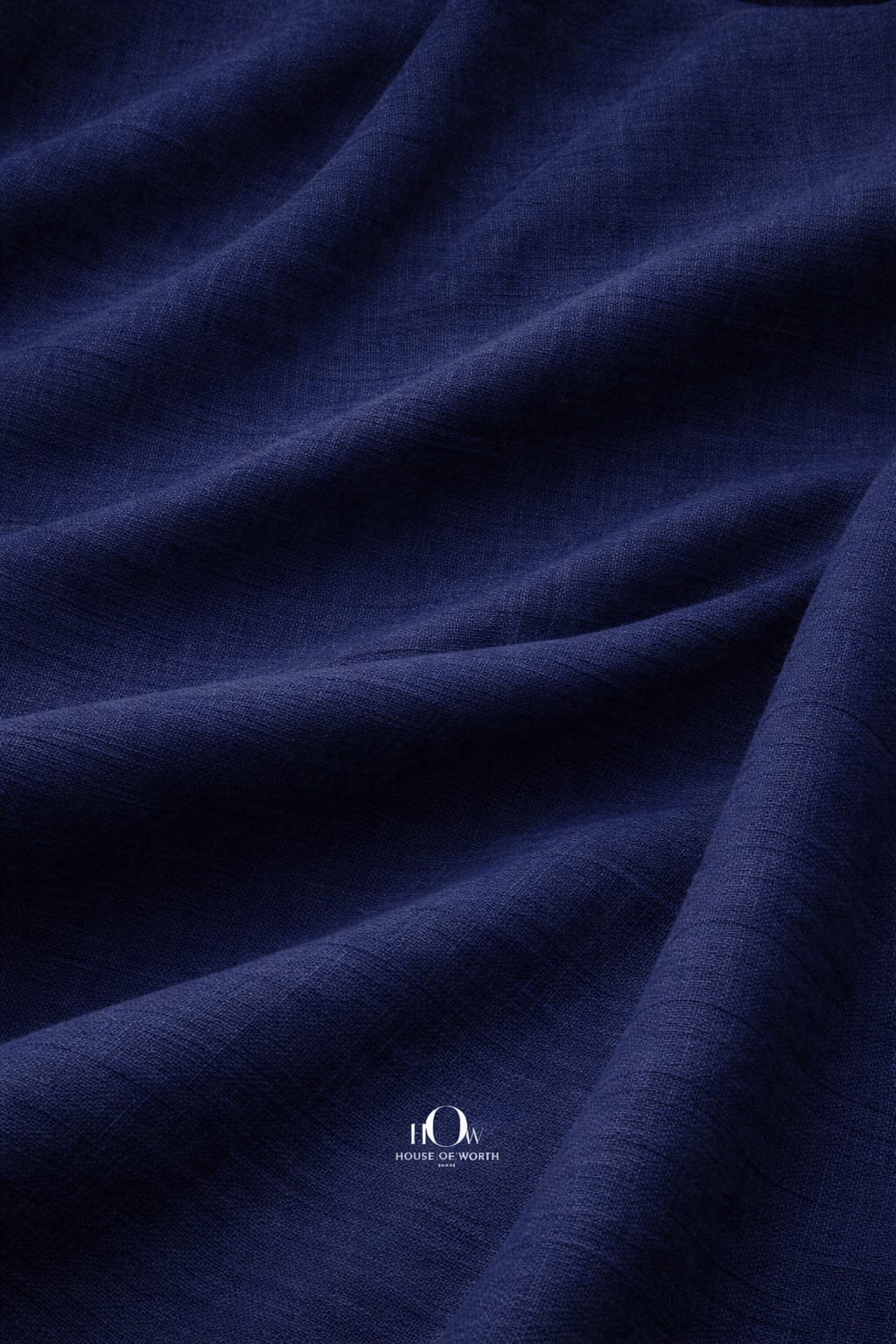 Navy blue cotton linen fabric for shirts and uniforms with clean texture and soft drape