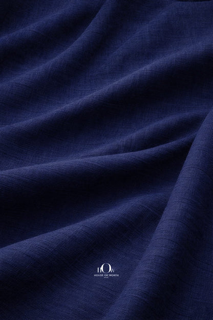 Navy blue cotton linen fabric for shirts and uniforms with clean texture and soft drape