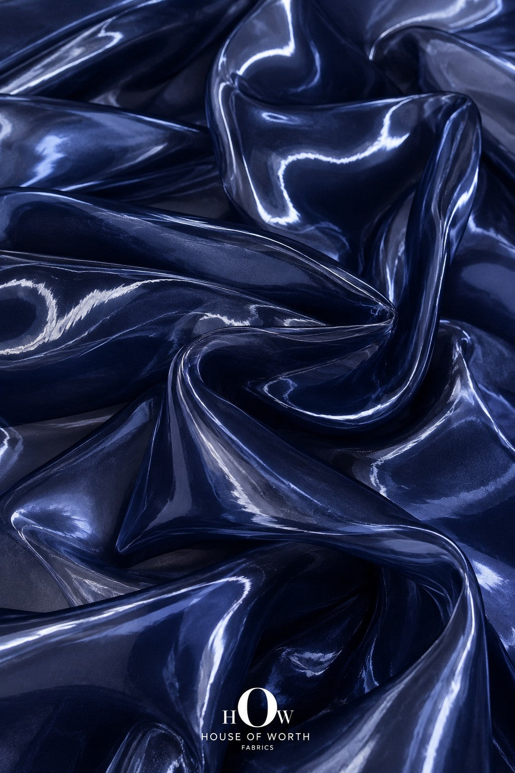 Navy Blue liquid organza fabric for dresses and designer gowns