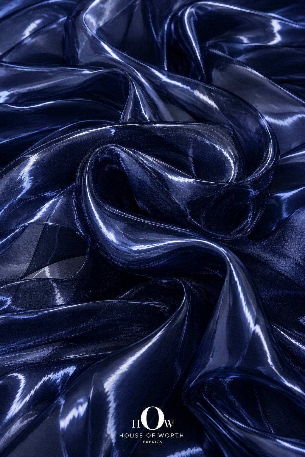 Navy Blue organza fabric for saree and lehenga designs