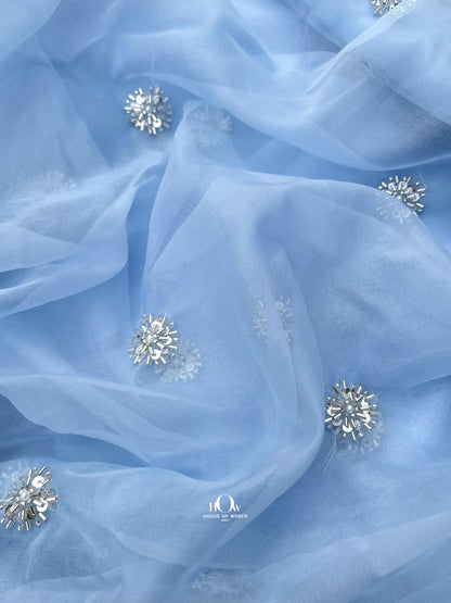 Sheer organza dress material for bridal wear, wholesale in Mumbai
