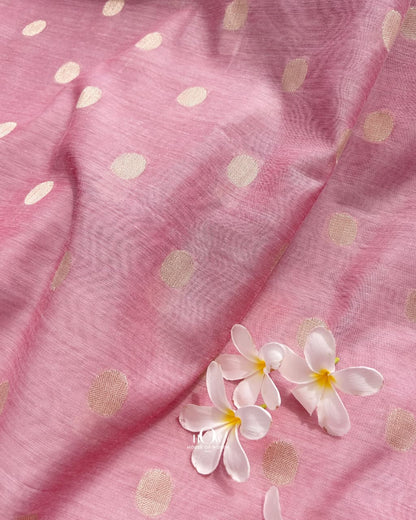 Lightweight pastel pink cotton chanderi fabric for suits and kurtas