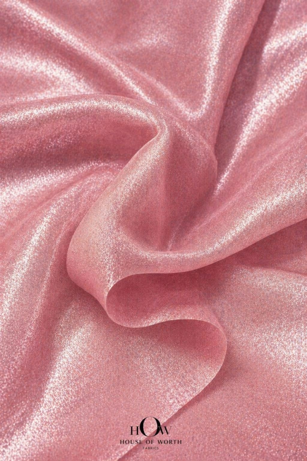 pink banarasi tissue fabric soft shimmer elegant look