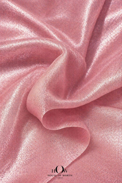 pink banarasi tissue fabric soft shimmer elegant look