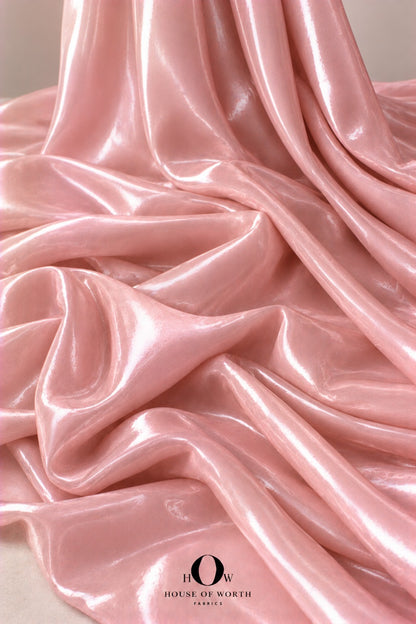 Pink liquid organza fabric for dresses and designer gowns