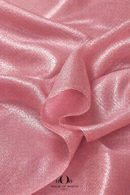 lightweight pink banarasi tissue fabric designer wear