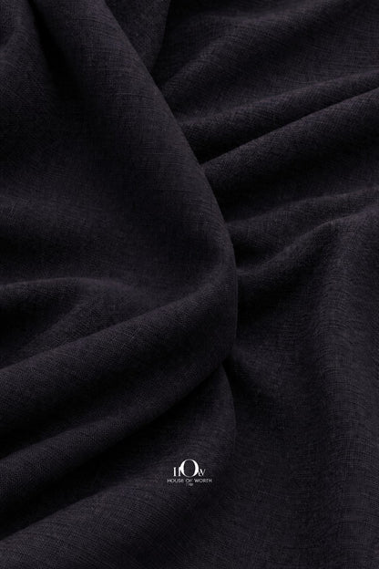 Imported black cotton linen fabric drape for dresses, kurtas and co-ords