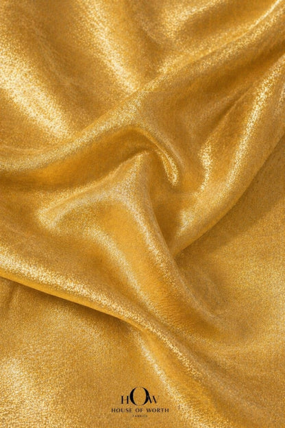 premium golden yellow banarasi tissue fabric for sarees