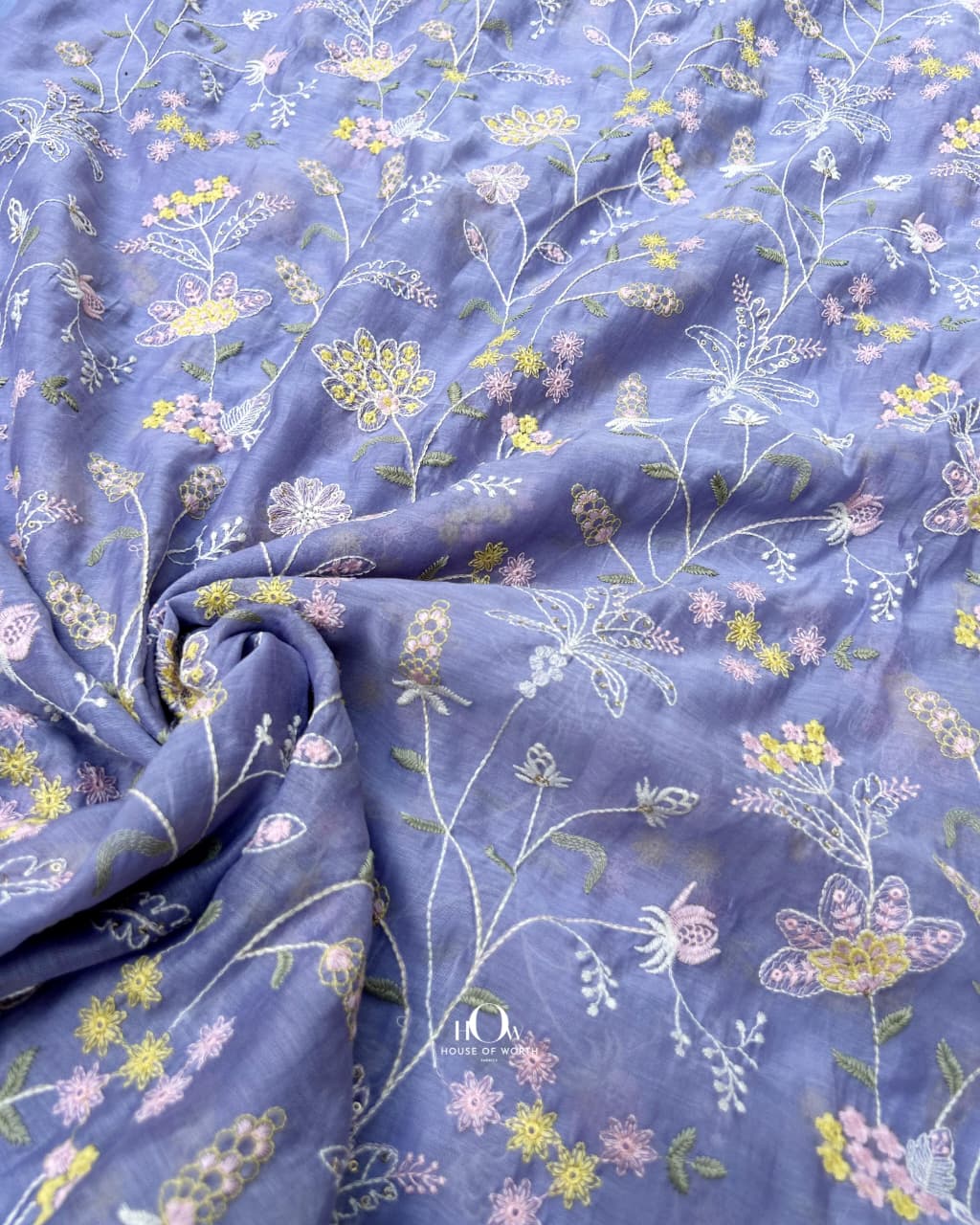 luxury chanderi fabric with floral jaal embroidery design