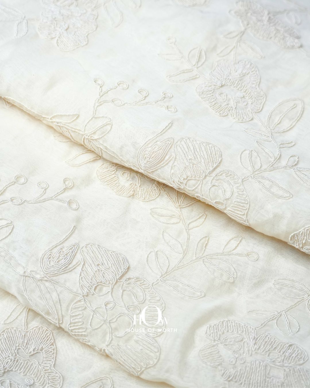 Lightweight embroidered mul chanderi fabric for festive wear and designer outfits