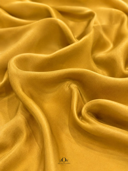 Soft Mustard Natural Crepe Fabric with luxurious finish