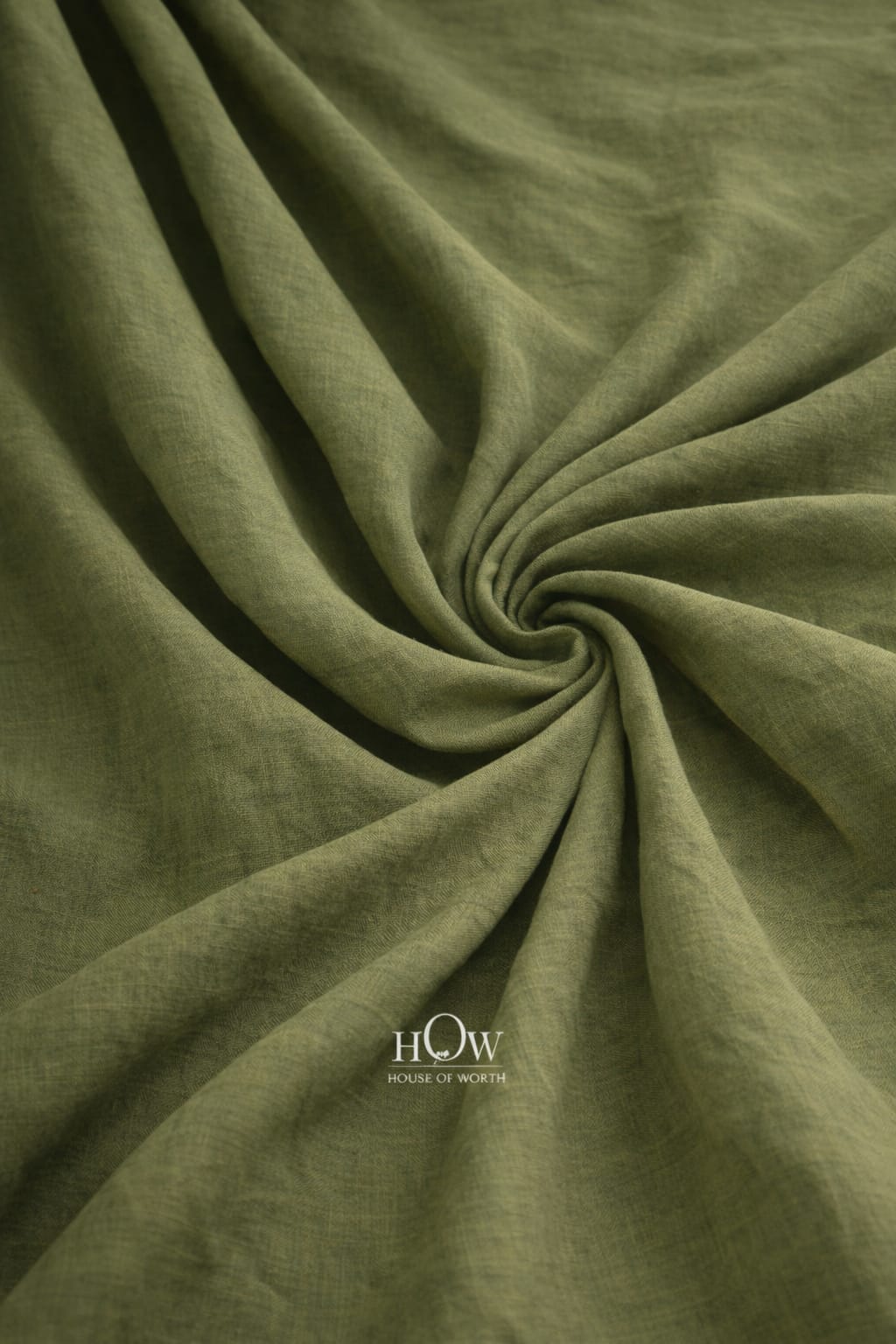 Premium olive green cotton poplin fabric for tailoring and shirts