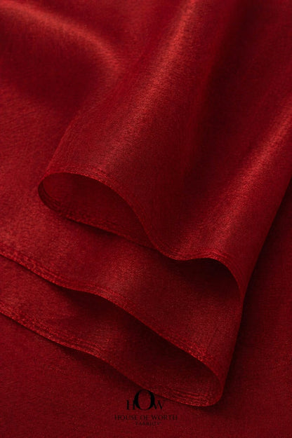 premium red banarasi tissue fabric for lehenga and saree