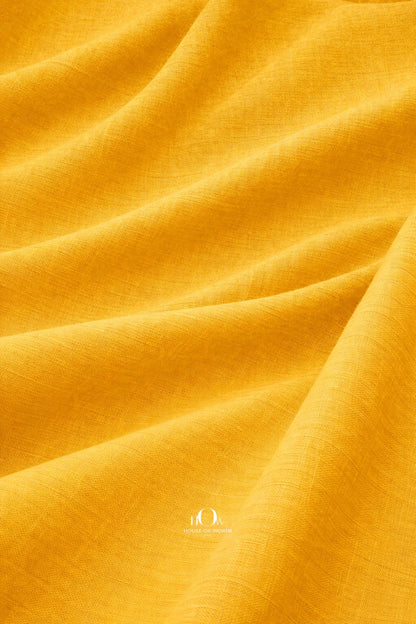Imported yellow cotton linen fabric drape for dresses, tops and co-ords