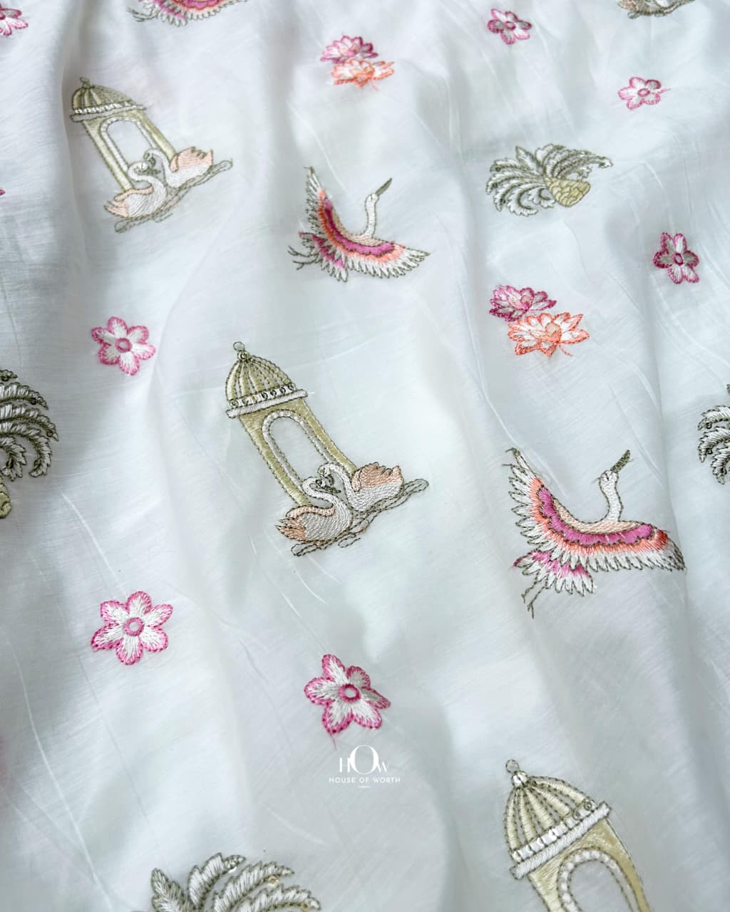 pure cotton chanderi fabric white sheer and lightweight texture